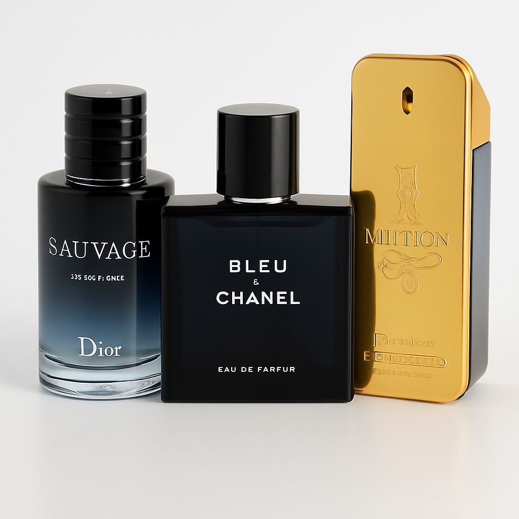 Dior Sauvage 100ml, Bleu de Chanel 100ml, Paco Rabanne 1 Million 100ml