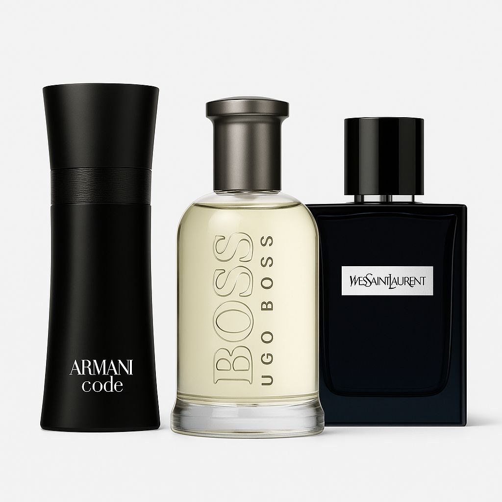 Armani code 125ml, Hugo Boss Bottled 100ml, Yves Saint Laurent 100ml