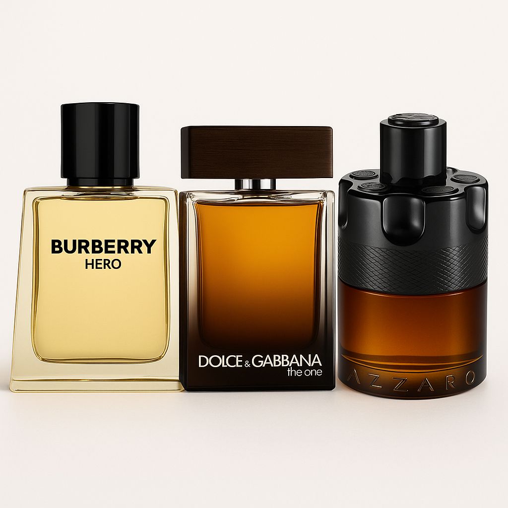 Burberry Hero Eau de Parfum 100ml, Dolce & Gabbana The One For Men Eau de Toilette 100ml, Azzaro Wanted by Night Eau de Parfum 100ml