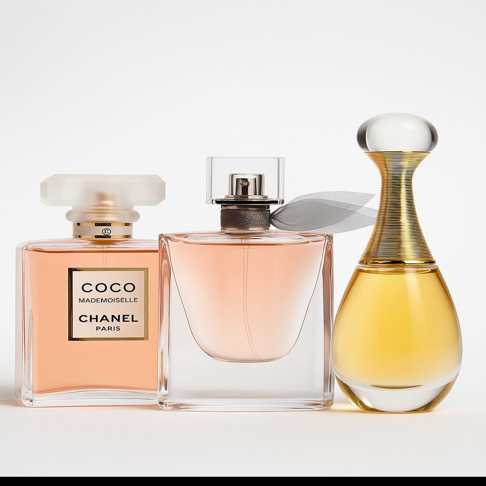 Chanel Coco Mademoiselle 100ml, Lancôme Lá vie Est Belle 100ml, Dior J'adore 100ml